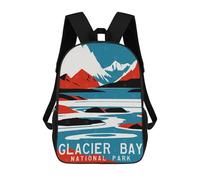 sinyumoney 17 Inch Backpacks Kids School Backpack Glacier Bay Travel Poster School Bag 3D Printed School Bag for Boys Elementary And Middle School Students