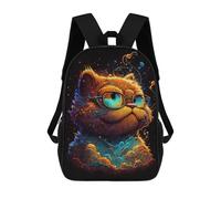 sinyumoney 17 Inch Backpacks Kids School Backpack Glowing Fantasy Cat Artwork School Bag 3D Printed School Bag for Boys Elementary And Middle School Students