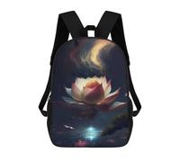 sinyumoney 17 Inch Backpacks Kids School Backpack Glowing Lotus Flower Art Print School Bag 3D Printed School Bag for Boys Elementary And Middle School Students