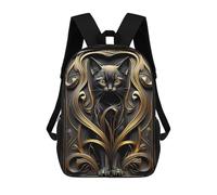 sinyumoney 17 Inch Backpacks Kids School Backpack Golden Ethereal Queen Cat School Bag 3D Printed School Bag for Boys Elementary And Middle School Students