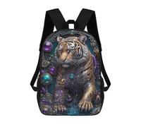 sinyumoney 17 Inch Backpacks Kids School Backpack Golden Technology Tiger School Bag 3D Printed School Bag for Boys Elementary And Middle School Students