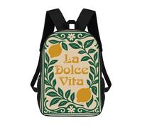 sinyumoney 17 Inch Backpacks Kids School Backpack La Dolce Vita Lemon Art School Bag 3D Printed School Bag for Boys Elementary And Middle School Students