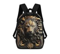 sinyumoney 17 Inch Backpacks Kids School Backpack Lion Golden Art Deco School Bag 3D Printed School Bag for Boys Elementary And Middle School Students