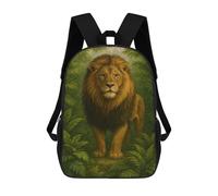 sinyumoney 17 Inch Backpacks Kids School Backpack Lion in Jungle Painting School Bag 3D Printed School Bag for Boys Elementary And Middle School Students