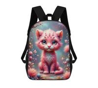 sinyumoney 17 Inch Backpacks Kids School Backpack Magical Pink Kitten Fantasy School Bag 3D Printed School Bag for Boys Elementary And Middle School Students