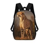 sinyumoney 17 Inch Backpacks Kids School Backpack Majestic Cheetah Close Up School Bag 3D Printed School Bag for Boys Elementary And Middle School Students