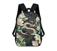 sinyumoney 17 Inch Backpacks Kids School Backpack Metallic Floral Snake School Bag 3D Printed School Bag for Boys Elementary And Middle School Students