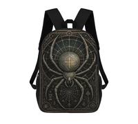 sinyumoney 17 Inch Backpacks Kids School Backpack Metallic Spider Cross - Gothic Medieval Insect Poster School Bag 3D Printed School Bag for Boys Elementary And Middle School Students