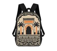 sinyumoney 17 Inch Backpacks Kids School Backpack Moroccan Architecture Illustration School Bag 3D Printed School Bag for Boys Elementary And Middle School Students