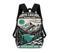 sinyumoney 17 Inch Backpacks Kids School Backpack North Cascades National Park Poster School Bag 3D Printed School Bag for Boys Elementary And Middle School Students