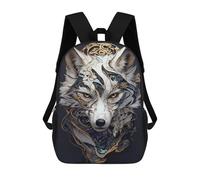 sinyumoney 17 Inch Backpacks Kids School Backpack Ornate Wolf Head Portrait School Bag 3D Printed School Bag for Boys Elementary And Middle School Students
