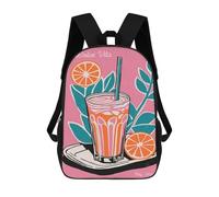 sinyumoney 17 Inch Backpacks Kids School Backpack Pink Italian Drink School Bag 3D Printed School Bag for Boys Elementary And Middle School Students