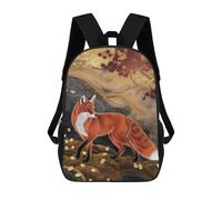 sinyumoney 17 Inch Backpacks Kids School Backpack Red Fox in Autumn School Bag 3D Printed School Bag for Boys Elementary And Middle School Students