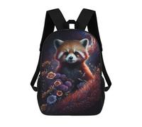 sinyumoney 17 Inch Backpacks Kids School Backpack Red Panda with Flowers in Space School Bag 3D Printed School Bag for Boys Elementary And Middle School Students
