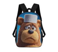 sinyumoney 17 Inch Backpacks Kids School Backpack Sad Cartoon Bear with White Hat School Bag 3D Printed School Bag for Boys Elementary And Middle School Students