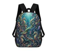 sinyumoney 17 Inch Backpacks Kids School Backpack Seahorse Underwater Fantasy School Bag 3D Printed School Bag for Boys Elementary And Middle School Students
