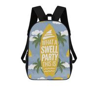 sinyumoney 17 Inch Backpacks Kids School Backpack Surf Party Poster School Bag 3D Printed School Bag for Boys Elementary And Middle School Students