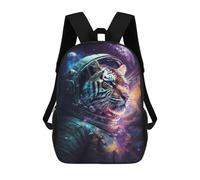 sinyumoney 17 Inch Backpacks Kids School Backpack Tiger Astronaut Space Art Print-5 School Bag 3D Printed School Bag for Boys Elementary And Middle School Students