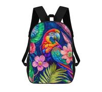 sinyumoney 17 Inch Backpacks Kids School Backpack Tropical Parrot Jungle Scene School Bag 3D Printed School Bag for Boys Elementary And Middle School Students