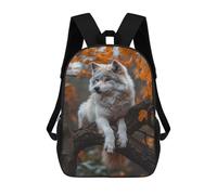 sinyumoney 17 Inch Backpacks Kids School Backpack Wolf in Autumn Tree School Bag 3D Printed School Bag for Boys Elementary And Middle School Students