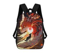 sinyumoney 17 Inch Backpacks Kitsune Japanese Fox Kids 3D Printed School Bag for Boys Elementary And Middle School Students