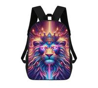 sinyumoney 17 Inch Backpacks Magical Lion Crown Artwork Kids 3D Printed School Bag for Boys Elementary And Middle School Students