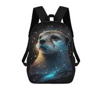 sinyumoney 17 Inch Backpacks Magical Otter Portrait Kids 3D Printed School Bag for Boys Elementary And Middle School Students