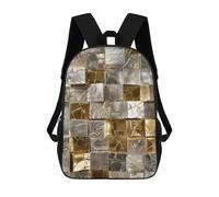 sinyumoney 17 Inch Backpacks Metallic Cube Mosaic Kids 3D Printed School Bag for Boys Elementary And Middle School Students