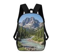 sinyumoney 17 Inch Backpacks Mountain River Landscape Kids 3D Printed School Bag for Boys Elementary And Middle School Students