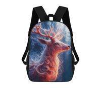 sinyumoney 17 Inch Backpacks Mystical Deer Portrait in Winter Forest Kids 3D Printed School Bag for Boys Elementary And Middle School Students