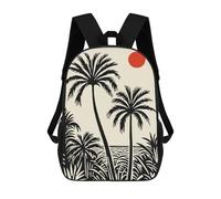 sinyumoney 17 Inch Backpacks Palm Tree Sunset Silhouette Kids 3D Printed School Bag for Boys Elementary And Middle School Students