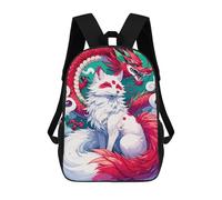 sinyumoney 17 Inch Backpacks Red Dragon And Art Fox Kids 3D Printed School Bag for Boys Elementary And Middle School Students