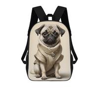 sinyumoney 17 Inch Backpacks Royal Pug in Fancy Dress Kids 3D Printed School Bag for Boys Elementary And Middle School Students