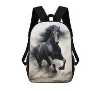 sinyumoney 17 Inch Backpacks Running Black Horse Kids 3D Printed School Bag for Boys Elementary And Middle School Students