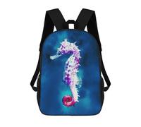 sinyumoney 17 Inch Backpacks Seahorse Kids 3D Printed School Bag for Boys Elementary And Middle School Students