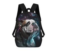 sinyumoney 17 Inch Backpacks Space Bulldog Portrait -2 Kids 3D Printed School Bag for Boys Elementary And Middle School Students