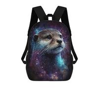sinyumoney 17 Inch Backpacks Space Otter Art Print Kids 3D Printed School Bag for Boys Elementary And Middle School Students