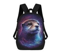 sinyumoney 17 Inch Backpacks Space Otter Portrait -1 Kids 3D Printed School Bag for Boys Elementary And Middle School Students