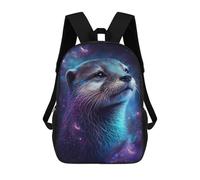sinyumoney 17 Inch Backpacks Space Otter Portrait -2 Kids 3D Printed School Bag for Boys Elementary And Middle School Students