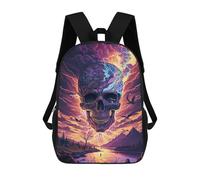 sinyumoney 17 Inch Backpacks Thunderstorm Skull Landscape Kids 3D Printed School Bag for Boys Elementary And Middle School Students