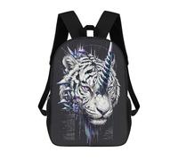 sinyumoney 17 Inch Backpacks Tiger Code Kids 3D Printed School Bag for Boys Elementary And Middle School Students