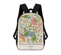 sinyumoney 17 Inch Backpacks William Morris Lodden Floral Pattern Kids 3D Printed School Bag for Boys Elementary And Middle School Students