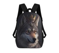sinyumoney 17 Inch Backpacks Wolf King Funny Kids 3D Printed School Bag for Boys Elementary And Middle School Students