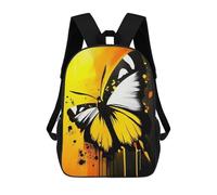 sinyumoney 17 Inch Backpacks Yellow Butterfly Painting Kids 3D Printed School Bag for Boys Elementary And Middle School Students