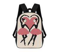 sinyumoney 17 Inch Ballet Dancers Forming A Heart Backpack with Pocket 3D Printed Travel Rucksacks Book Bags Kids School Bag