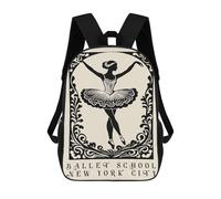 sinyumoney 17 Inch Ballet School New York City Poster Backpack 3D Printed Children's School Backpack for Kids High Capacity Travel Rucksacks Book Bags Kids School Bag Back Pack