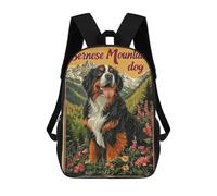 sinyumoney 17 Inch Bernese Mountain Dog Poster Backpack 3D Printed Children's School Backpack for Kids High Capacity Travel Rucksacks Book Bags Kids School Bag Back Pack