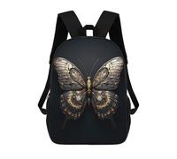 sinyumoney 17 Inch Black And Gold Butterfly School Backpack School Bags for Girls Boys Backpack with Pocket Fashion School Bag Kids Backpack