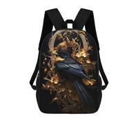 sinyumoney 17 Inch Black And Gold Sparrow 03 Backpack 3D Printed Children's School Backpack for Kids High Capacity Travel Rucksacks Book Bags Kids School Bag Back Pack