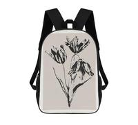 sinyumoney 17 Inch Black And White Floral Art Print Backpacks Kids School Backpack School Bag 3D Printed for Boys Elementary And Middle School Students